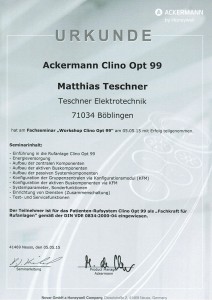 Teschner Zertifikat | Ackermann Clino Opt 99